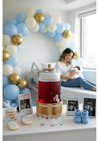 Resim Bambum Melo - Bambu Kapak Ve Ahşap Standlı Cam Sebil 3l 