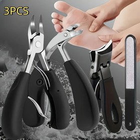 Resim 3 adet Erkek Profesyonel Tırnak Makası Seti - Ergonomik Paslanmaz Çelik Tasarım, Batık ve Kalın Tırnaklar için Uygun, Tırnak Dosyası ile Tırnak Makası | Kalın Tırnaklar/Batık Tırnaklar için Özel Mat Siyah, Cadılar Bayramı Hediyesi, Batık Tırnaklar/Kalın Tırnaklar için Tırnak Makası, Kavisli Anti-sıçrama Tırnak Makası, Tırnak Kesici, Tırnak Kesici Seti, Tırnak Makası, Tırnak Makasları 