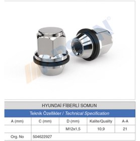 Resim 20 Adet Hyundai Fiberli Somun 