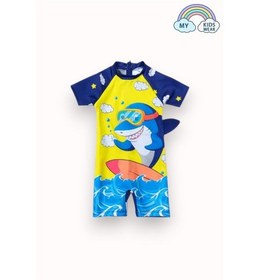Resim My Kids Wear Erkek Çocuk Deniz Kombini 3 Lü Set Mayo, Havlu Ve Bone 12585 Kırmızı - Sarı 