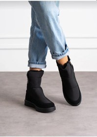 Resim Kadın Siyah Fermuarlı Esnek Rahat Ve Konforlu Suya Dayanıklı Kaliteli Kar Bot Günlük Bot Siyah 