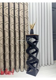 Resim Fon Perde Brillant Marka Tanjant Püsküllü Fon Pufy Nilda Bej 