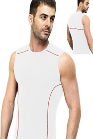 Resim fsm1453 Erkek Pamuklu Kolsuz Slim Fit Sporcu Likralı Atlet -1007 