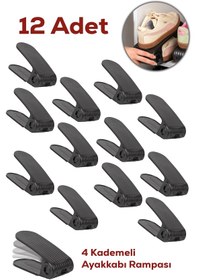 Resim Porsima 5302 12li Ayakkabı Rampası Ayakkabı Düzenleyici Dolap İçi Organizer- Siyah Siyah 