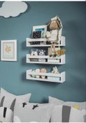 Resim EMTA 3 Lü 50 Cm Beyaz Raf Aksesuar Dekorasyon Mobilya Montessori 