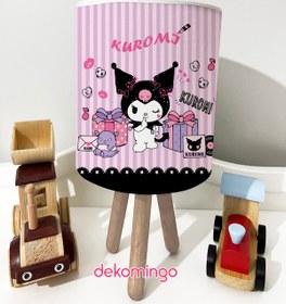 Resim dekomingo ABAJUR SİYAH PEMBE ŞERİTLİ KUROMİ BEBEK VE ÇOCUK ODASI 