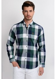 Resim G662 Dewberry Erkek Gömlek-lacivert-yeşil Lacivert-yeşil 