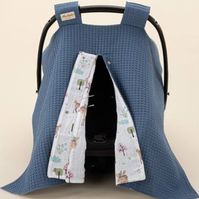 Resim Puset Örtüsü - Çift Taraflı - İndigo Petek - Ceylan 