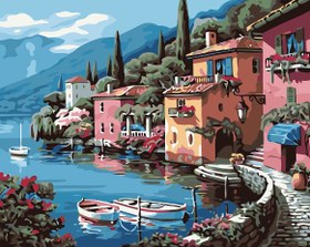 Resim Sayılarla Boyama Seti - Deniz Evler - 40x50 