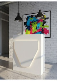 Resim Resital Ledli Karşılama Bankosu G-90 Cm Ofis Kasa Resepsiyon Masası Banko-001-1-1 