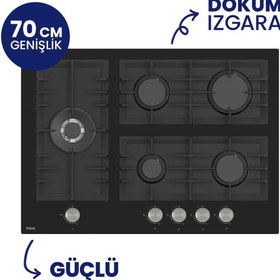 Resim Ferre Fryart Digital 5 Gözlü Siyah Cam Ankastre Set QEP63CS+BL135+D077-SA 