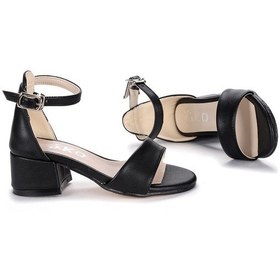 Resim Kiko Kids Sheila Cilt Günlük Kız Çocuk 4 Cm Topuklu Sandalet Abiye Ayakkabı Siyah Siyah 