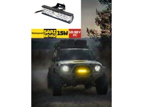 Resim Otokap Universal Off Road Projektör 10-30V 15W Çakar Beyaz Sarı 15X3,5 cm Tır Kamyon Iş Makinesi Uyarı Aydınlatma 