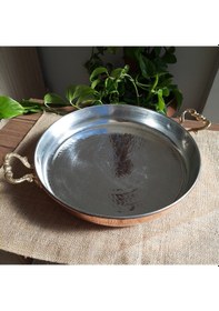 Resim Kulplu Bakır Fırın Tepsisi 37 Cm Bakır 