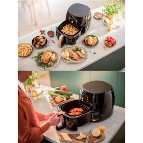 Resim Yüksek Kapasiteli Siyah ve Bakır Renkli Hava Pişirici, Sağlıklı Yemekler Için Idealdir 