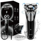 Resim Sejoy Elektrikli Tıraş Makinesi Erkekler İçin 3d Yüzen Islak Kuru Döner Tıraş Black Büyük Britanya 1 Saat 