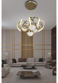 Resim Arya 4 Toplu Sarkıt Led Avize - - Kumandalı / Gold Gold 