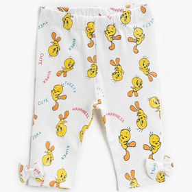 Resim Kız Bebek Tweety Baskılı Tayt Paçası Fiyonklu Lisanslı Pamuklu 