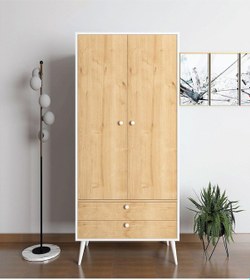 Resim Floradesign Riva Elbise Dolabı / Iki Kapaklı Çekmeceli Dolap / Gardırop Beyaz/meşe 