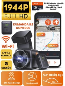 Resim VANTRUE Element 1 Fhd / Gps/ Wi-fi / G-sensör/ 160 Derece Ultra Geniş Açı / Kumandalı Akıllı Araç Kamerası 