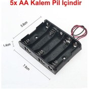 Resim 5'li Aa Kalem Pil Kutusu Yuvası 7.5v Kablolu Kalem Pil 