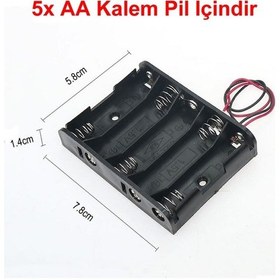 Resim 5'li Aa Kalem Pil Kutusu Yuvası 7.5v Kablolu Kalem Pil 