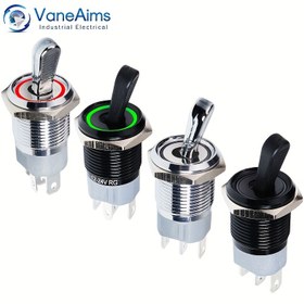 Resim 16mm Metal Rocker Switch LED Göstergeli, Kendi Kilitleme 2 Pozisyon Mikro Anlık Düğme, 1NO1NC 15A, Bakır Temas, Alüminyum Gövde, Elektronik Olmayan, Endüstriyel Elektrik Kullanımı İçin, Vane Amaçları 