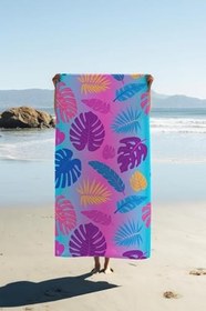 Resim Dijital Baskı Plaj Deniz Havlusu Yaprak Desenli Peştamal HVL0177 