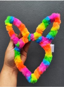 Resim Renkli Tavşan Peluş Işıklı Taç 13x10 