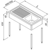 Resim Öztiryakiler Evyeli Tezgah 1G/1D. Sağ 3 Perdeli Demonte 140x70 CM 60x50x30 Küvet Ölçülü 