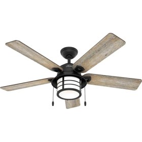 Resim HUNTER FAN Santorini Doğal Demir - 132 cm . Aydınlatmalı Nemli Mekan Tavan Vantilatörü 