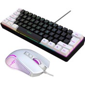Resim Hxsj V700bw+x100 Usb Bilgisayar Klavye Ve Fare Seti 61 Tuşlu Kablolu Rgb Arka Aydınlatma + Kablolu O 