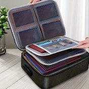 Resim Büyük Kapasiteli Kilitleme Belge Düzenleyici Çanta - Ofis, Laptop, Pasaport ve Sertifikalar için Dayanıklı Kumaş ile Ağ Cebi - Erkek Arkadaş için Mükemmel Hediye, Ev ve Seyahat için Çok Amaçlı Depolama, Taşınabilir Depolama Kutusu, Güvenli Belge Depolama, Sağlam Tutma Kolu Tasarımı, Sağlam Yapı 