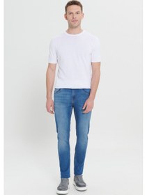Resim AC&Co / Altınyıldız Classics Ekstra Slim Fit Dar Kesim Pamuklu Riss Erkek Jean Kot Pantolon Lacivert 