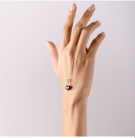 Resim 14 Ayar Nazarlık Altın Kolye Mine Kalp Iki Taraflı 