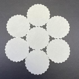 Resim 2500 Adet Tek Kullanımlık Beyaz Desenli Kağıt Bardak Altlığı 80 mm 