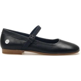 Resim Mammamia D25ya-7145 Küt Buru Bantlı Kadın Deri Babet Siyah 