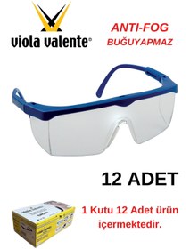 Resim Viola Valente Classic Şeffaf Buğuyapmaz Koruyucu Gözlük - 12 Adet 