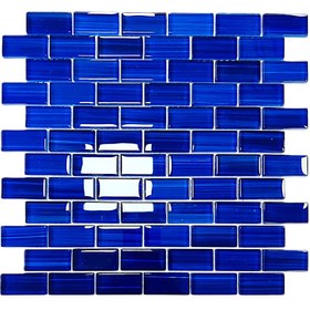 Resim MozaiKristaL Havuz ve Tüm yüzeyler için 23x48mm Mavi, 30x30 Fileli Kristal Mozaik ( 1 m2 Fiyatıdır ) 