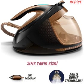 Resim Philips Elit Plus Seri Hızlı ve En Güçlü Premium Buhar Kazanlı Ütü, Akıllı ve Otomatik Buhar, Akıllı Kumaş Seçme, 600GR Şok Buhar, 8 Bar 2700 W, Sıfır Yanmaz Riski , Lambader Hediye 