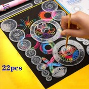 Resim 22 parça/set, Çok Fonksiyonlu Cetvel, Şaşırtıcı Spiral Şemalar Oluşturmak İçin Şeffaf Sihirli Şablon, İstediğiniz Çeşitli Desenleri Çizin, Çok Fonksiyonlu Geometrik Çizim Cetveli, Sihirli Çizim Seti 