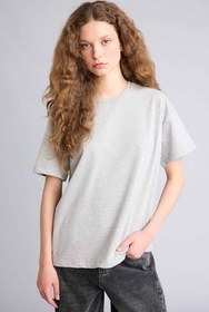 Resim DeFacto Oversize Basic T-Shirt Gri Melanj 