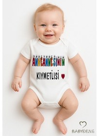 Resim Babyden's Anneannesinin Kıymetlisi Yazılı Çıtçıtlı Bebek Body Tulum Kısa Kollu %100pamuk Zıbın Unisex Beyaz 
