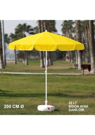 Resim Sarı Plaj Şemsiyesi 200 Cm Ø Bidon Ayak Dahil Sarı 
