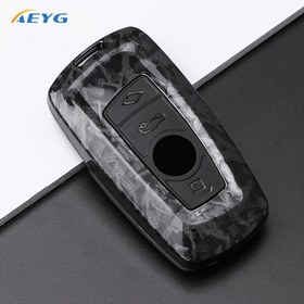 Resim BMW 1, 3, 5, 7 Serisi ve Daha Fazlası için Şık Karbon Fiber Anahtarlık Kılıfı - Dayanıklı ABS Plastik Kasa ile Şık Siyah & Gri Benekli Tasarım, Araba Anahtarlarını Çiziklerden ve Tozdan Korur, Araç Anahtarı Koruyucu 