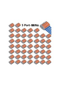 Resim Dashanshop 100 Parça 5 Portlu Kaldıraçlı Hızlı Terminal Bağlantı Bloğu Nylon İzoleli Otomotiv Endüstriyel 