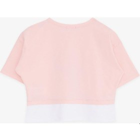 Resim Breeze Kız Çocuk Crop Tişört Yazı Baskılı Yanları Yırtmaçlı 9-14 Yaş, Pembe-pembe Pembe 