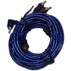 Resim 5 Metre 2 Rca To 2 Rca Oto Amfi Kablosu - Şeffaf Mavi Ses Aktarım Kablosu - Kırmızı Mavi Tos Fiş 