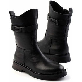 Resim Siyah Hakiki Deri Kadın Bot & Bootie K02041200703 Siyah 