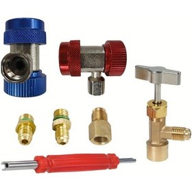 Resim Dashanshop 7 Parça R134a Araç Klima Dolum Bağlantı Seti Yüksek Düşük Basınç Adaptörü 